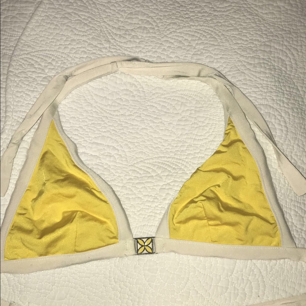 Yellow and white bikini top